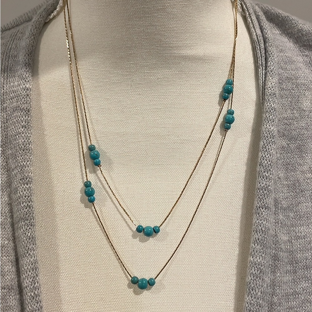 Elegant Gold and Turquoise Beaded Necklace Plunder
